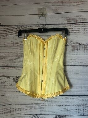 Yellow Satin Ruffled Corset Top size small